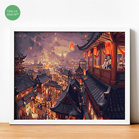 Mua Tranh số hóa  - Đêm hội lồng đèn đã căng khung 40x50cm 26 màu