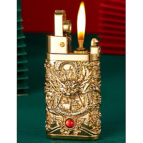 Mua Vỏ Hột Quẹt Bật Lửa Xăng Đá Yubang YB03 Hình Rồng Cuộn 4 Mặt Nhả Ngọc Cực Đẹp