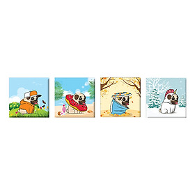 Mua Tranh Canvas  4 Mùa Của Pug  W131