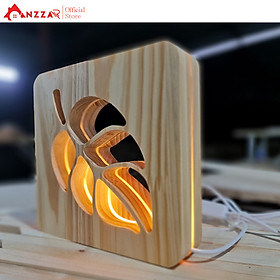 Mua Đèn ngủ để bàn thân gỗ hình chiếc lá - Đèn để bàn trang trí vintage đầu cắm USB - DN02