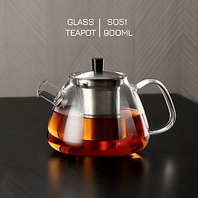 Mua Ấm trà thủy tinh  bình lọc trà thủy tinh lõi Inox S051 900ml