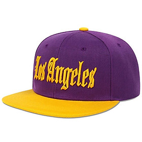 Los Angeles Hip Hop Cap Cotton Cotton Mũ Snapback cho người lớn Mũ bóng chày hoang dã Mùa hè Mũ Sun Casual Mũ xe tải Caps Color: Purple