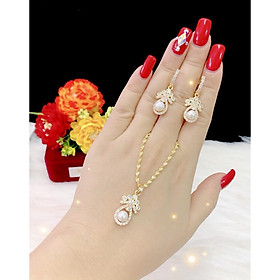 Combo dây chuyền bông tai nữ mạ vàng 18k