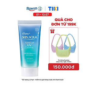Kem chống nắng nâng tông Skin Aqua Tone up Blue cho da vàng có khuyết điểm đỏ, dạng tinh chất Sunplay Skin Aqua Tone Up UV Essence Blue SPF 50+ PA++++ 50g