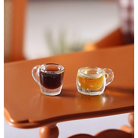 Mô hình tách cafe, tách trà trang trí nhà mô hình, nội thất nhà que kem, dollhouse quà tặng trang trí