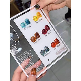 Mua Gel nhũ galax - set nhũ hổ phách THIÊN DI NAIL - set 6 hũ tặng bảng màu