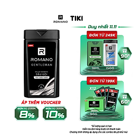 Dầu gội thời thượng Romano Gentleman lịch sự nam tính mạnh mẽ tóc kiên cố khỏe khoắn 180gr