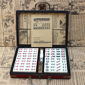 Portable Retro Mahjong Box Mah-Jong Chinese Numbered Mahjong Set 144 Tiles Mah-Jong Set Portable Chinese Toy with Box