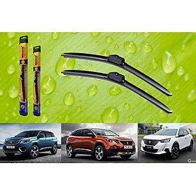 Combo/bộ sản phẩm cần gạt nước mưa ô tô Nano Silicon Macsim cho xe  Peugeot	301, 2014-2017(8***)