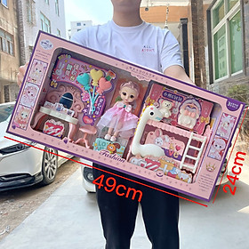 Đồ chơi búp bê cho bé gái, búp bê barbie kèm bàn trang điểm cỡ lớn