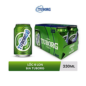 Nồng độ cồn 4.9% - Lốc 6 lon bia Tuborg 330ml