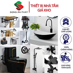 Mua Combo Thiết Bị Vệ Sinh  Combo Thiết Bị Nhà Vệ Sinh Màu Đen 044 – Thiết Bị Nhà Tắm Giá Kho