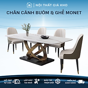 Mua Bàn ăn mặt đá phiến chân inox mạ vàng kết hợp ghế Monet