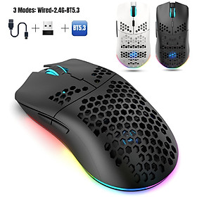 Chuột Không Dây Bluetooth Pin sạc T66 Gaming led RGB đa kết nối Cổng sạc TypeC chống mỏi cổ tay cho máy tính laptophàng nhập khẩu - Màu Đen