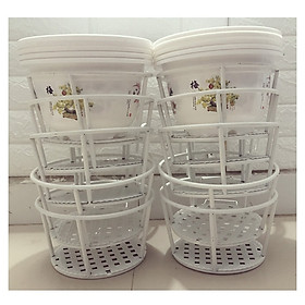 ComBo 10 GIỎ SẮT Treo Chậu Hoa Ban Công Hình Tròn - Màu Trắng + 10 Chậu Nhựa Trồng Hoa Cây Cảnh Bốn Mùa 250x170