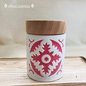 Mua Hũ gốm sứ thổ cẩm Vintage phong cách Bắc Âu sử dụng đựng muối  đường  hạt  cafe  trà  dùng làm quà tặng  quà cưới  set gia đình