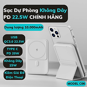 Pin Sạc Dự Phòng Không Dây 10000mah sạc nhanh PD 22.5W