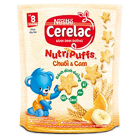 Bánh Ăn Dặm Nestlé CERELAC Nutripuffs Vị Chuối Cam - Gói 50g