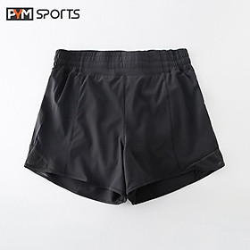 Quần đùi short PYMSPORT - PYMQT013 tập gym, tập yoga, tập thể thao 2 lớp, có lót trong - 2 màu xanh và đen