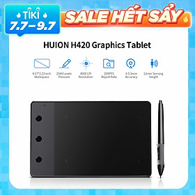 Huion Bộ Bảng Vẽ Đồ Họa H420 Với Bút Ghi Hình Không Dây Kỹ Thuật Số-Màu Đen