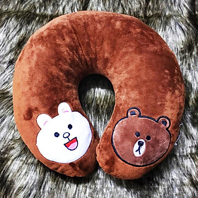 Mua Gối Chữ U Thỏ Cony Và Gấu Brown U35 (Màu Nâu)