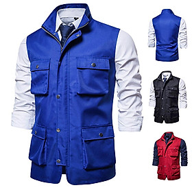 Men's Vest Autumn and Winter Casual Multi-pocket Solid Color Vest