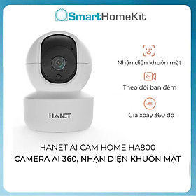 Camera Hanet AI Home HA800 Xoay 360, nhận diện khuôn mặt, giám sát từ xa bằng điện thoại, cảnh báo người lạ  - Hàng Chính Hãng