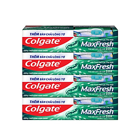 Bộ 4 Kem đánh răng Colgate the mát thổi bùng sảng khoái Maxfresh 230g tặng bàn chải đánh răng lông tơ