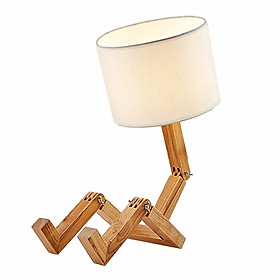 Table Lamp Adjustable Arm Reading Light Bedside Lamp w/Fabric Shade