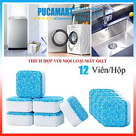 Hộp 12 Viên Tẩy Vệ Sinh Lồng Máy Giặt, Viên Sủi Diệt Khuẩn, Tẩy Sạch Cặn Bẩn - PucaMart 