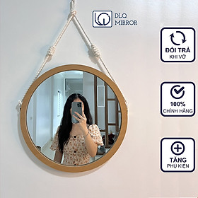 Gương Tròn Viền Gỗ Dây Thừng Treo Tường DLQ MIRROR Decor Góc Học Tập Làm Việc Phòng Ngủ Siêu Đẹp