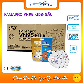 [THÙNG - FAMAPRO VN95 KIDS] - Khẩu trang y tế trẻ em Famapro VN95 KIDS (1000 cái/ thùng)