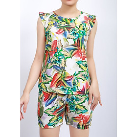 Bộ mặc nhà lanh (tole) Vicci BS3D.069.16 quần short vải Thái 3D cao cấp