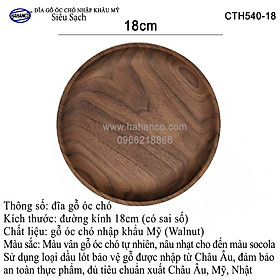 Mua Đĩa gỗ Óc Chó nhập khẩu Mỹ nguyên khối (đủ Size) CTH540 (Walnut) hàng Xuất Khẩu Châu Âu - đĩa bánh mì/trái cây/ bít tết/ pizza/ phụ kiện chụp ảnh  bày món ăn trong nhà hàng - Sang trọng trên bàn ăn - HAHANCO