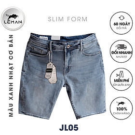 Quần Short Jean nam Leman xanh trơn JL05 - Slim Form