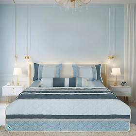 Bộ chăn drap gối Hometex cotton hoa thoáng mát, hoa văn phong phú