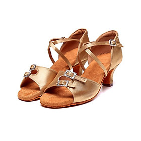 Giày khiêu vũ latin latin mới Nữ Ballroom Giày cao gót giày cao gót mềm mại Tango Tango Salsa Party Shoes for Ladies Girl Sandals 5/7cm Color: 5cm indoor khaki Shoe Size: 36