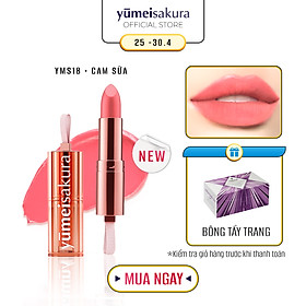 Son Thỏi Màu Cam Sữa Lì Mịn Siêu Dưỡng Yumeisakura Chotto Matte Milky Orange Lipstick YMS18 3.5g