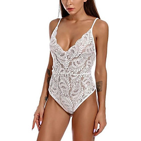 Cryptographic Backless Halter Lace Bodysuit Transparent Female Body Hot Sexy Teddies Jumpsuits Women Deep V Sheer Bodysuits