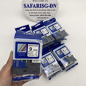 Mua  Combo 5 cuộn  Nhãn TZ2-FX221 siêu dẻo - Chữ đen trên nền trắng 9mm - Hàng nhập khẩu