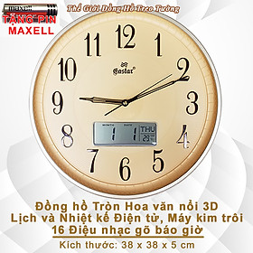 Mua Đồng hồ NHẠC CHUÔNG Báo Giờ EASTAR Kim Trôi có 16 ĐIỆU NHẠC GÕ  Lịch Vạn Niên và Nhiệt Kế Điện tử - Tặng 4 Pin Maxell