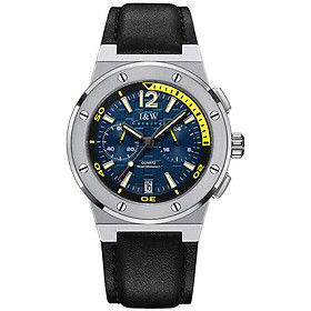 Đồng hồ nam chính hãng I&W Carniva 605G-D1 kính sapphire,chống xước,chống nước 30m,Bh 24 tháng,máy điện tử(pin),mặt tròn 3 núm dây da đen