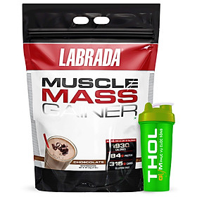 Thực phẩm hỗ trợ Tăng cân Tăng Cơ Muscle Mass Gainer 5.4 Kg của Labrada + Tặng kèm Bình lắc (Màu ngẫu nhiên) 600ml