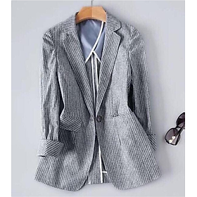 Áo Vest Blazer Nữ Linen Sọc Tay Lỡ