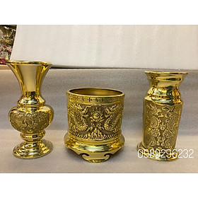 Mua Bộ Bát nhang   Lọ hoa   Ống cắm nhang bằng đồng cỡ trung