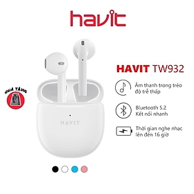 Tai Nghe Bluetooth True Wireless HAVIT TW932 BT v5.2, Âm Bass Tăng Cường, Driver 13mm - Hàng Chính Hãng