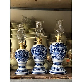 Mua Đèn Dầu Thờ Men Lam Vẽ Rồng Bát Tràng ( đèn dầu thờ vẽ nhất long mẫu mới)