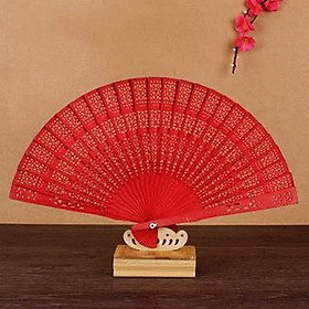 Quạt nan trúc xếp cầm tay nhiều màu phong cách Trung Quốc in hoa trang trí cosplay tặng thẻ Vcone