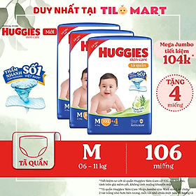 Combo 3 gói Tã quần Huggies Skincare Mega Jumbo M106/L96/XL84/XXL76