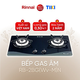 Bếp gas âm Rinnai RVB-2BG(Wv-M)N mặt bếp kính và kiềng bếp men - Hàng chính hãng.